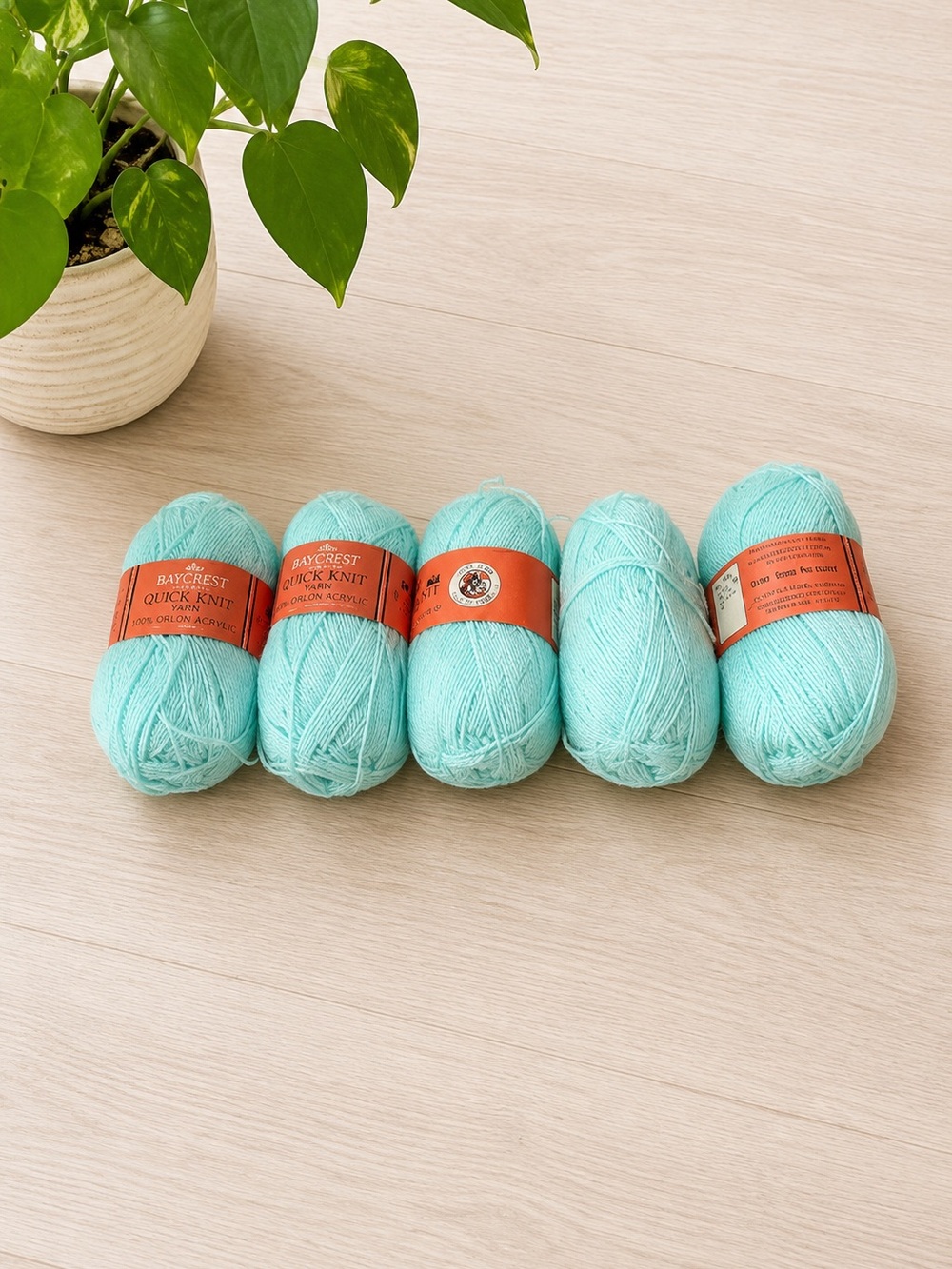 Vintage Baycrest Quick Knit Yarn Lot 5 Baby Blue Mint Acrylic Canada Crafting